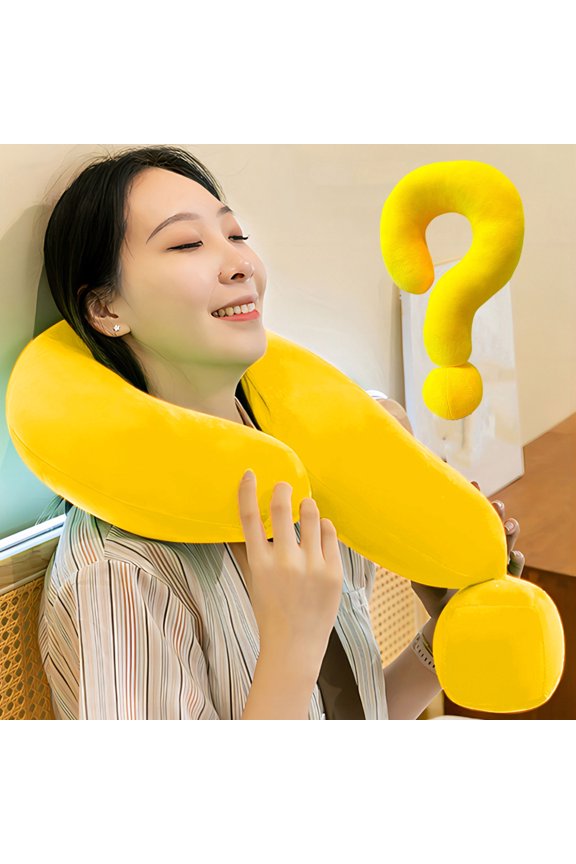 Soft Question Mark Pillow Plush Travel Neck Support Pillow for Car Plane Office Nap Lumbar Pillow Cute Gift for Women Teens Adults - 17.7x13.8 Inches