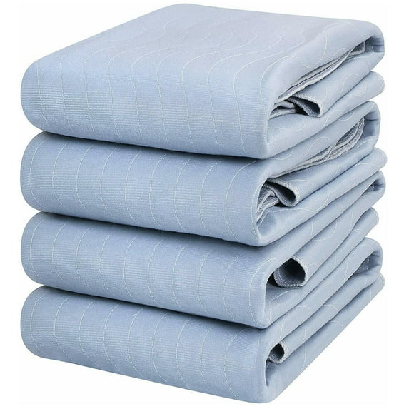Soft Quilted Underpad for Bed Protection Washable & Absorbent Bed Pad for Adults and Kids, Set of 4 (34 x 36 inches)