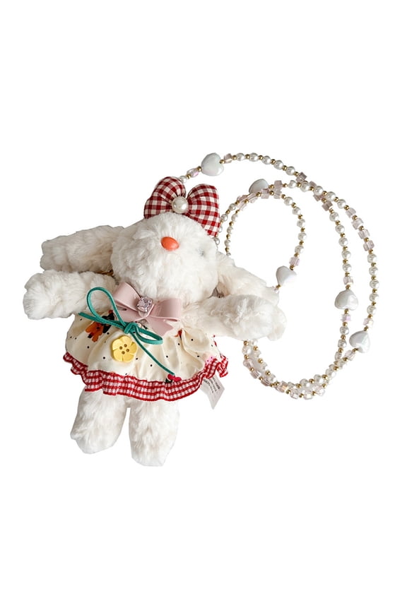 Soft Rabbits Plushie Ornament Plush Rabbits Bag Accessory with Crossbody Clip Lovely Designs for Boys and Girls