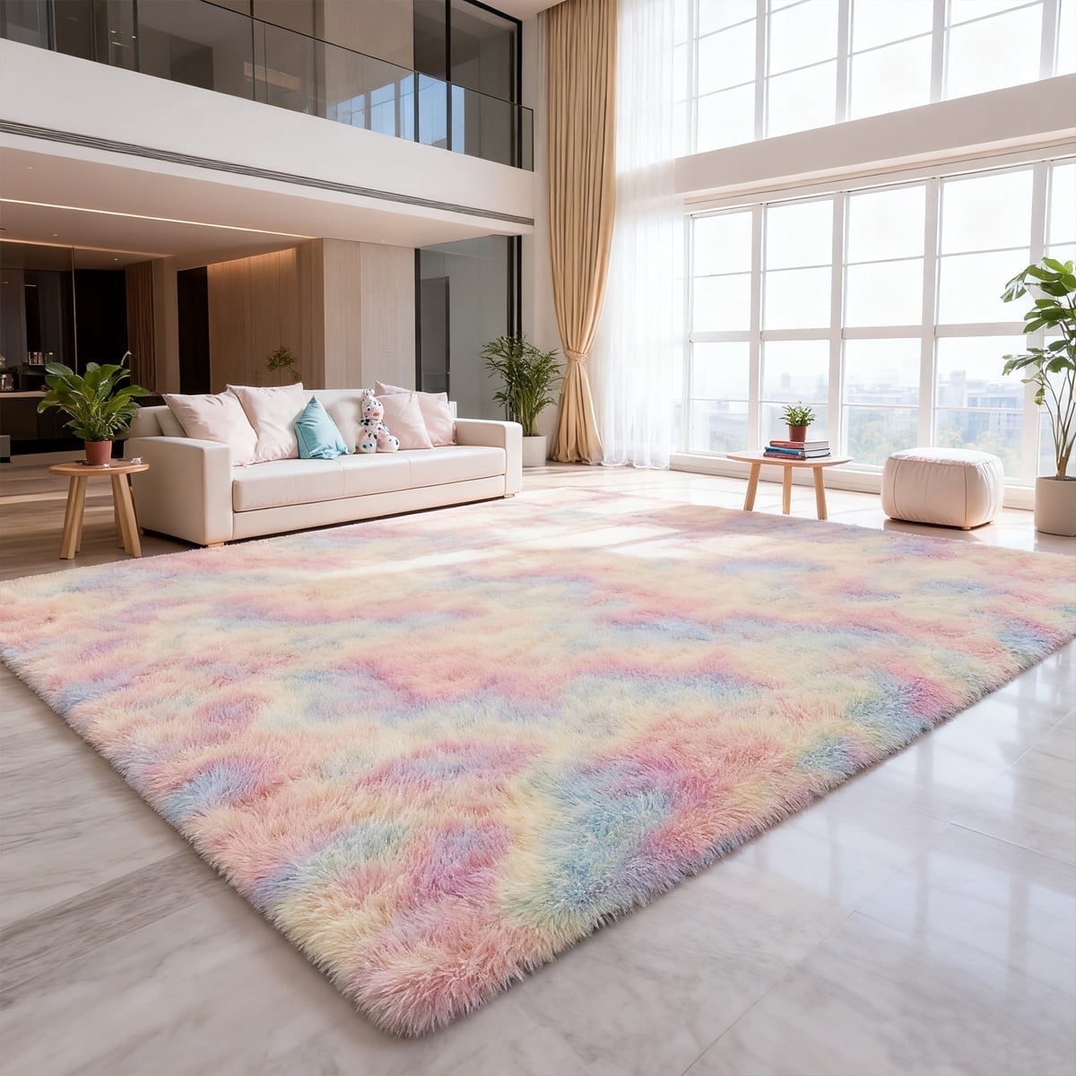 Soft Rainbow Area Rugs for Girls Room, Fluffy Colorful Rugs Cute Floor ...
