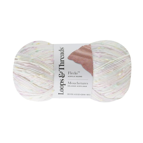 Soft Rainbow Flecks Yarn by Loops & Threads – Medium Weight Yarn for Knitting - Crochet - Weaving - Arts & Crafts - 18 Pack