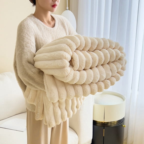 Soft Raschel Throw Blanket, Double Layer Fleece Blanket, Cozy Plush Blanket for Couch Bed, Warm Winter Blanket for Adults, Oversized Lap Blanket for Sofa Napping (27.5x39.4 in)