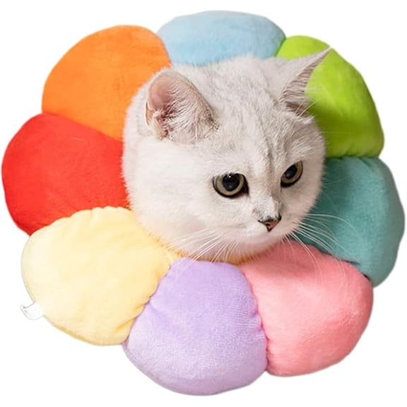 Soft Recovery Cone Collar for Neutered Sterilized Cats and Dogs After Surgery, Protect The Wound Without Affecting Eating, Suitable for Pets up to 10-inch Neck Circumference, (Colorful M)
