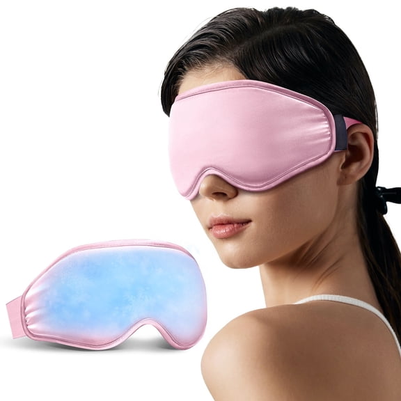 Soft Reusable Gel Eye Mask for Puffy Eyes, Cooling Cold Compress for Headache Relief and Eye Fatigue - Pink