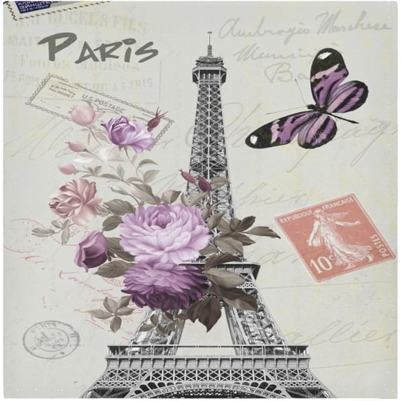 Soft Reusable Satin Table Decorative Napkins, 20x20InX6 PCSParis Eiffel Tower, Family Dinner Wedding Banquet, Cocktail Party, Kitchen, Birthday Party Washcloth Gift