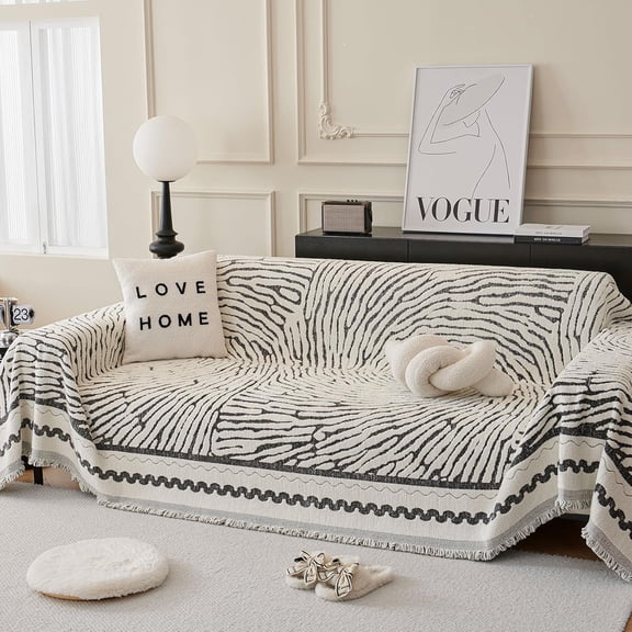 Soft Reversible Geometric Couch Cover for 3 Cushion Couch Chenille Boho Sofa Cover for Dogs Pet Friendly Loveseat Cover Furniture Cover