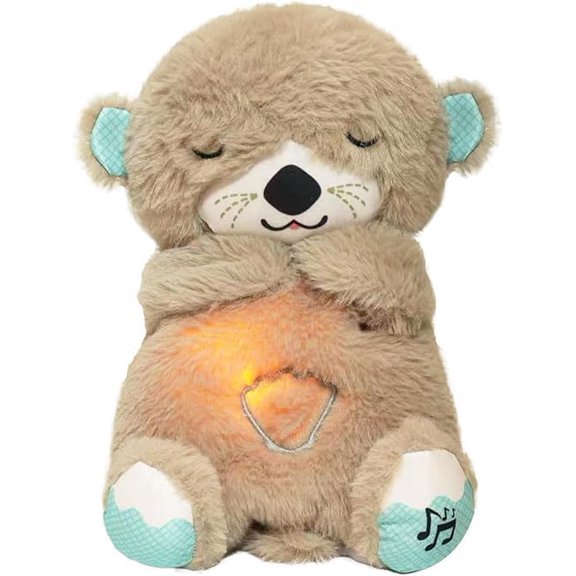 Soft Rhythmic Breathing Plush Teddy Bear with Sensory Music Lights Rhythmic Breathing Motion