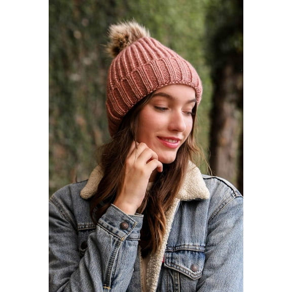Soft Rib Knit Pom Beanie
