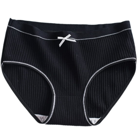 Soft Ribbed Cotton Women's Underwear Bows Panties Briefs for Everyday Comfort