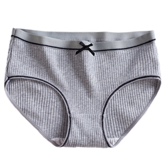 Soft Ribbed Cotton Women's Underwear Bows Panties Briefs for Everyday Comfort