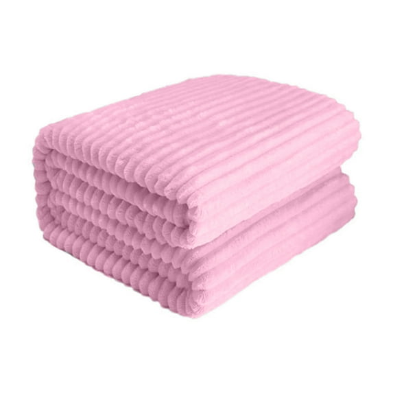 Soft Ribbed Fleece Blanket Lightweight Plush Microfiber Throw Blanket for Bed Sofa Couch Office Travel Home Use