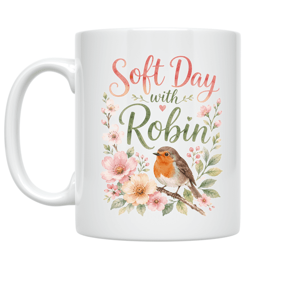 Soft Robin Watercolor Design - Nature Lover - 11 oz Ceramic Coffee Mug