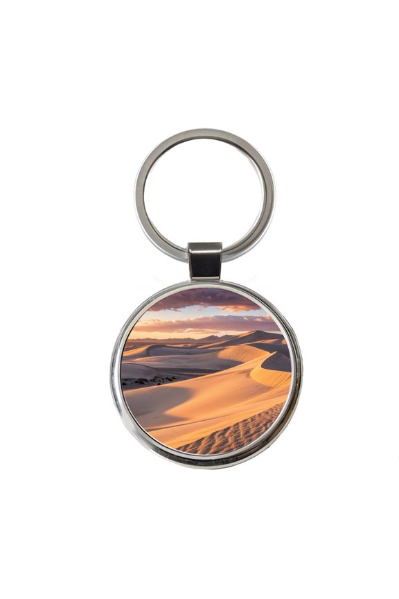 Soft Rolling Sand Dunes At Golden Hour Desert Metal Round Keychain
