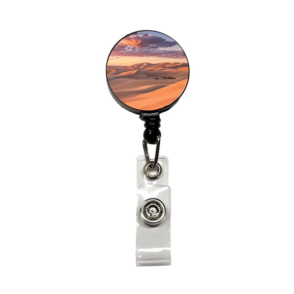 Soft Rolling Sand Dunes Sunset Desert Retractable Reel ID Badge Key Card Name Tag Holder with Clip