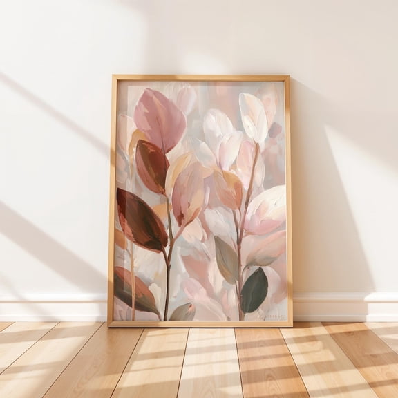 Soft Romantic Art With Botanical Motifs Inspired Modern Wall Blush Mauve Earthy Tones Cottagecore Decor, Unframed Poster