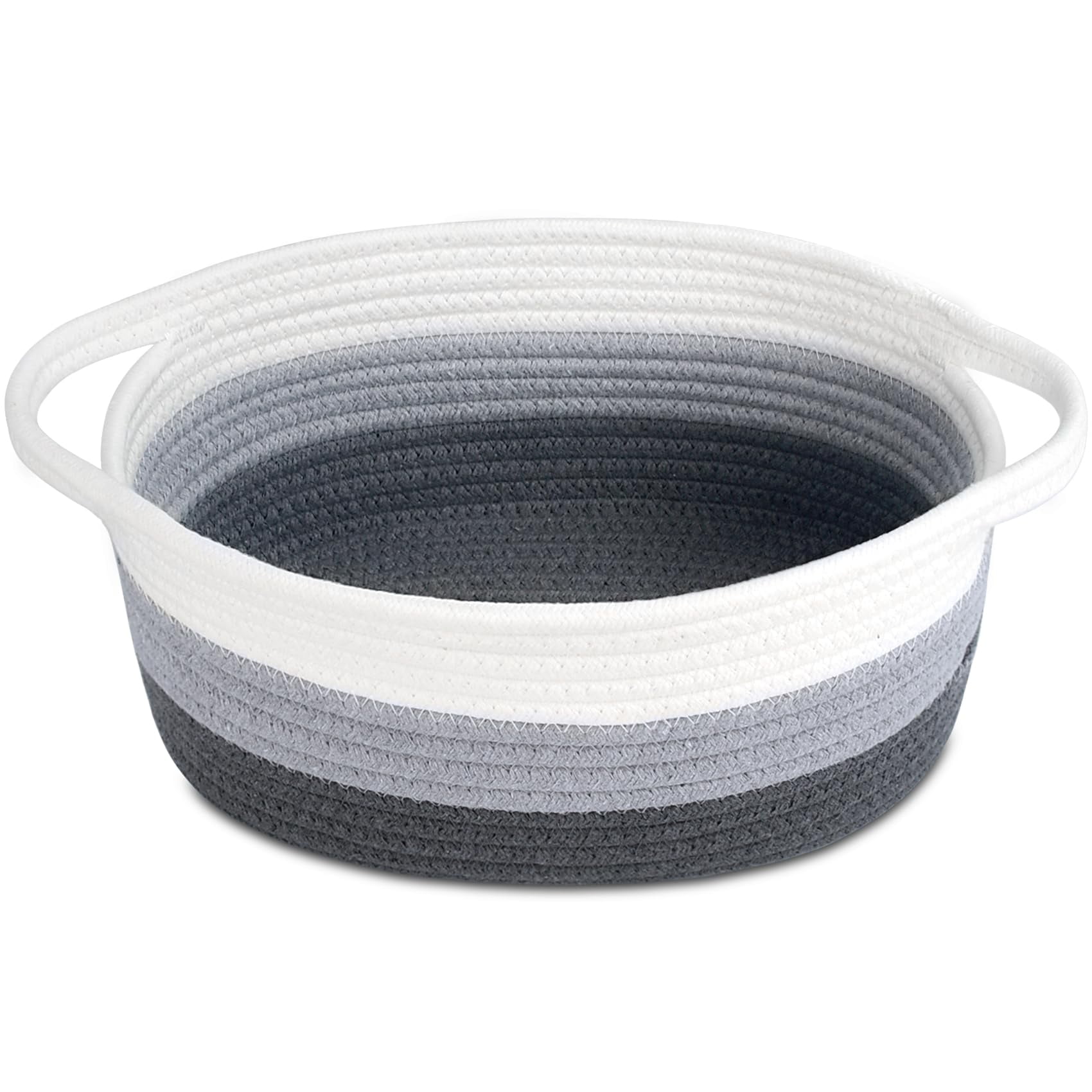 Soft Rope Woven Storage Basket with Handles, Compact Decorative Organizer Bin for Dog & Cat Toys, Shelf Storage & Easter Gift Basket