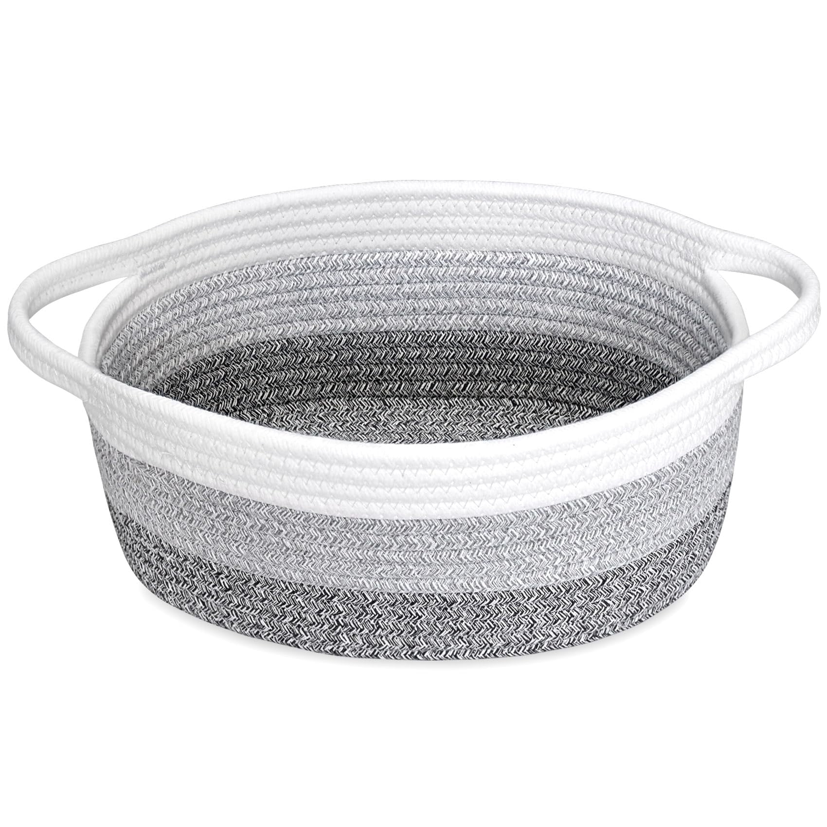Soft Rope Woven Storage Basket with Handles, Compact Decorative Organizer Bin for Dog & Cat Toys, Shelf Storage & Easter Gift Basket