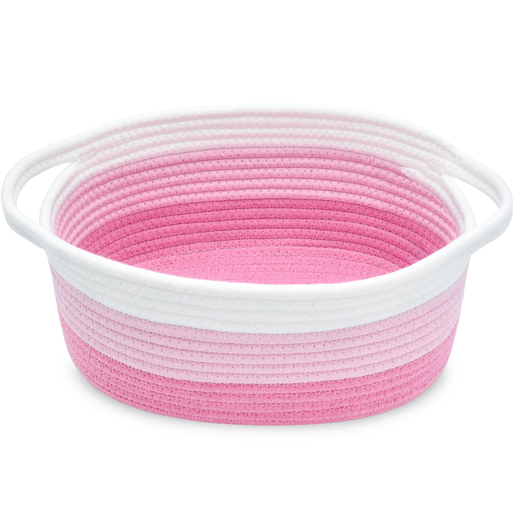 Soft Rope Woven Storage Basket with Handles, Compact Decorative Organizer Bin for Dog & Cat Toys, Shelf Storage & Easter Gift Basket