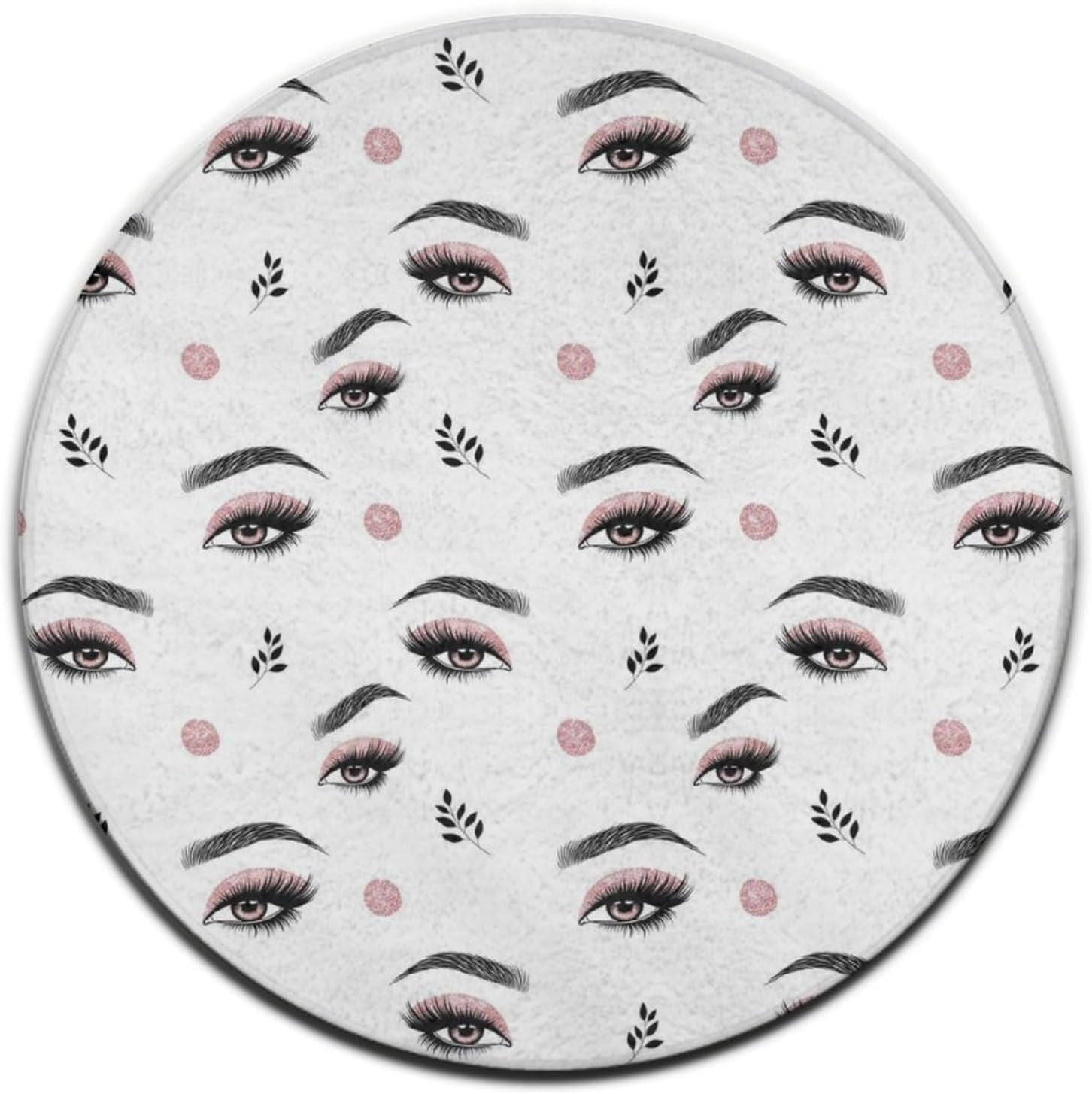 Soft Round Area Rugs Pink Glitter Eyeshadow Beautiful Eyes Eyelash for ...