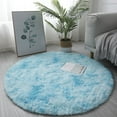 thumbnail image 1 of Soft Round Circle Round Shaggy Rug for Living Room Bedroom, Fluffy Carpet Shag Circular Rug Fuzzy Plush Rug Non-Slip Home Decor for Nursery Room Dorm (Blue,40CM), 1 of 5