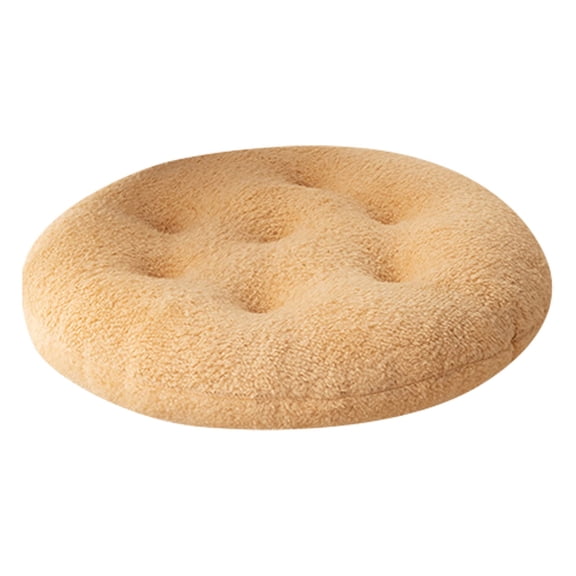 Soft Round Sheepskin Chair Pad Seat Mat for Bedroom Windowsill Stool Enhanced Comfort and Durability, 26 cm, Light Brown