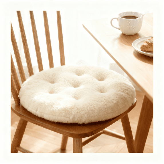 Soft Round Sheepskin Chair Pad Thickened For Bedroom Windowsill Stool Enhanced Comfort