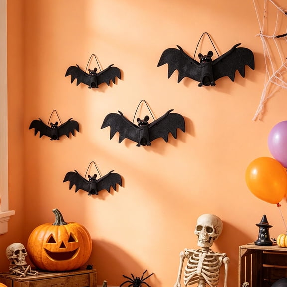 Soft Rubber Bat Ornament, Halloween Simulation Toy, Hanging Spooky Pendant for Party Decor, Realistic Vampire Bat Prop, Fun House Ceiling Decoration​