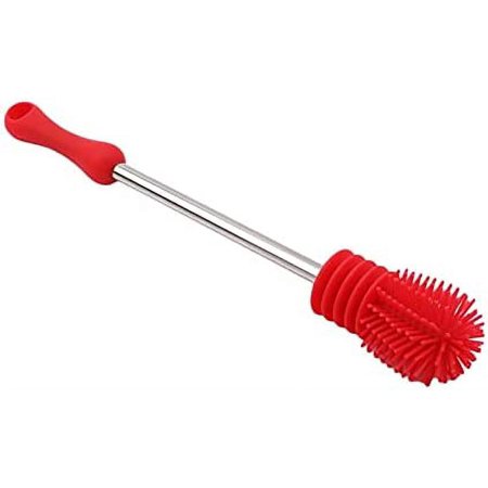 Soft Rubber Cup Brush Non-Silicone Brush Multi-Function Kitchen Bottle Thermos Glass Cleaning Brush Bathtub Carpet Pet Brush (Color: red)