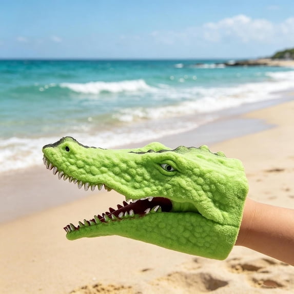 Soft Rubber Dinosaur Hand Puppet Gloves Realistic T-Rex Triceratops Arm Toy for Kids Role Play Storytelling,D