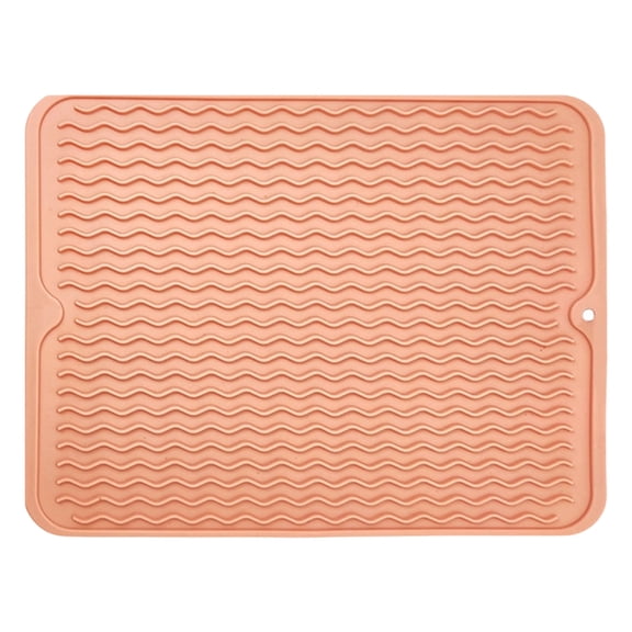 Soft Rubber Dish Drying Mat for Kitchen Flexible Non Drain Board for Dishes & Glassware Heat Counter Protector, Pink Rubber Heat Insulation Pad
