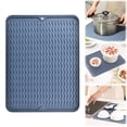 thumbnail image 1 of Soft Rubber Dish Drying Mat for Kitchen Flexible Non Slip Drain Board for Dishes Glassware Heat Resistant Counter Protector Dark Blue,1PC,A, 1 of 10