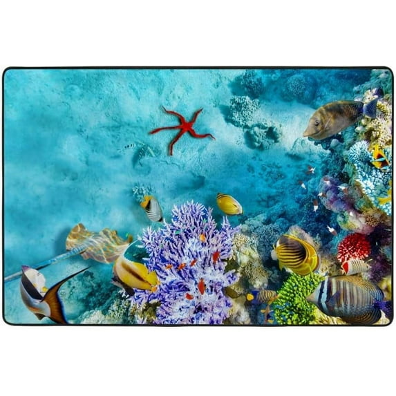 Soft Rug Large Area Rugs, Beautiful Underwater World Comfortable Indoor Carpet, Baby Play&nbsp;Mat for Living Room Bedroom Nursery Decor Floor Mat 60 X 39 Inch Carpet Runner