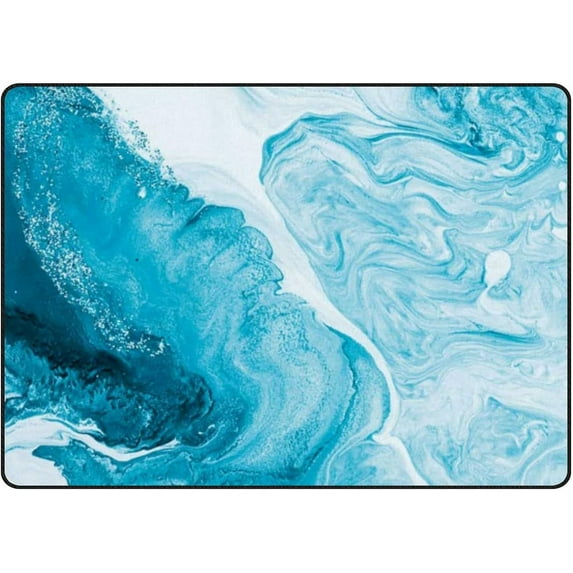 Soft Rug Large Area Rugs, Blue White Marble Texture Comfortable Indoor Carpet, Baby Play Mat for Living Room Bedroom Nursery Decor Floor Mat, 63x48inch Carpet Runner