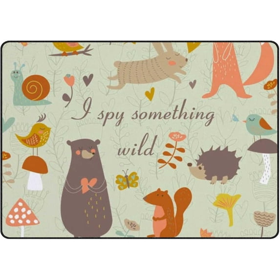 Soft Rug Large Area Rugs, Forest Animals Comfortable Indoor Carpet, Baby Play Mat for Living Room Bedroom Nursery Decor Floor Mat, 72x48inch Carpet Runner