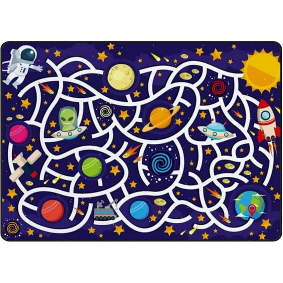 Soft Rug Large Area Rugs, Space Maze Comfortable Indoor Carpet, Baby Play Mat for Living Room Bedroom Nursery Decor Floor Mat, 60x39inch Carpet Runner