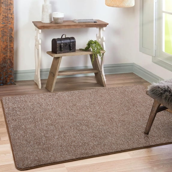 Soft Rugs For Bedroom  3x5 Living Room Area Rug Washable Memory Foam Small Entryway Throw Low Pile Minimalist Non Slip Bedside Carpet Dorm Decor Brown