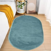 Soft Runner Rugs for Bedroom Hallways,Soft Fluffy Shaggy Bedside Rugs,Fuzzy Shaggy Oval Throw Rugs for Bedside,Non Slip Thick Washable Cozy Plush Shag Carpet for Room Nursery Dorm Living Room,40x80cm