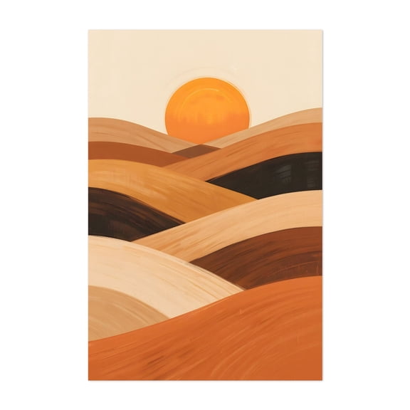 Soft Sand Waves at Sunset - Painting Abstract Desert Sunset Geometric Minimalist Landscape Modern Art Unframed Wall Art Print 20 x 30 inches