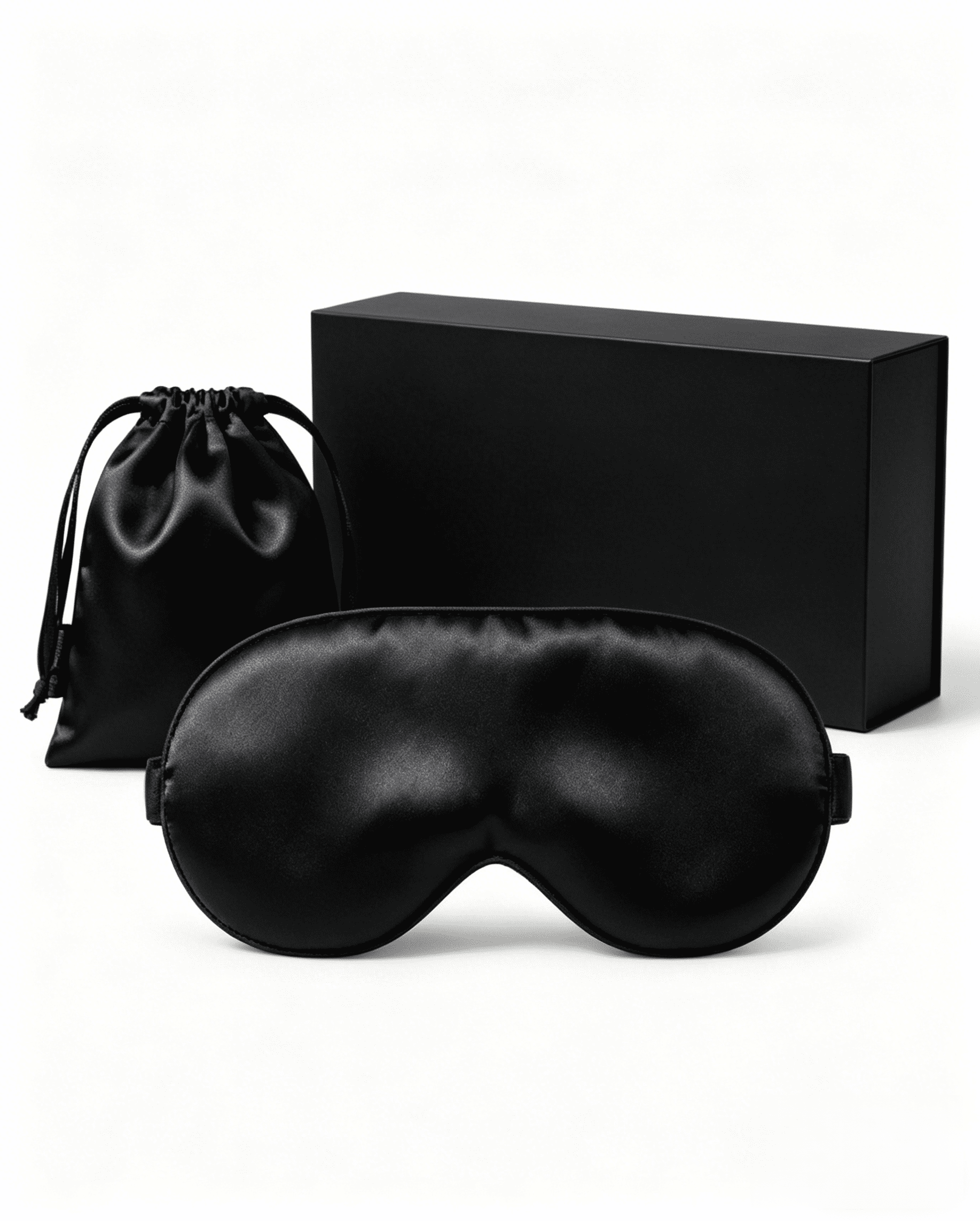 Soft Satin Blindfold for Sleep, Eye Mask for Sleeping with Light-Blocking Comfort, Great for Evening Wind-Down, Black