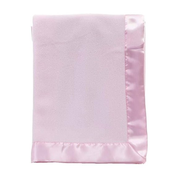 Soft Satin-Edge Fleece Blanket - Lightweight Small Office Nap Throw for Travel & Sofa, Breathable Portable Bed Cover, Machine Washable Cozy Blanket (Pink)