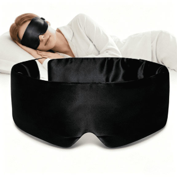Soft Satin Eye Mask for Sleeping, Light-Blocking Blindfold for Women and Men, Comfortable for Bedtime Rest and Travel, Black