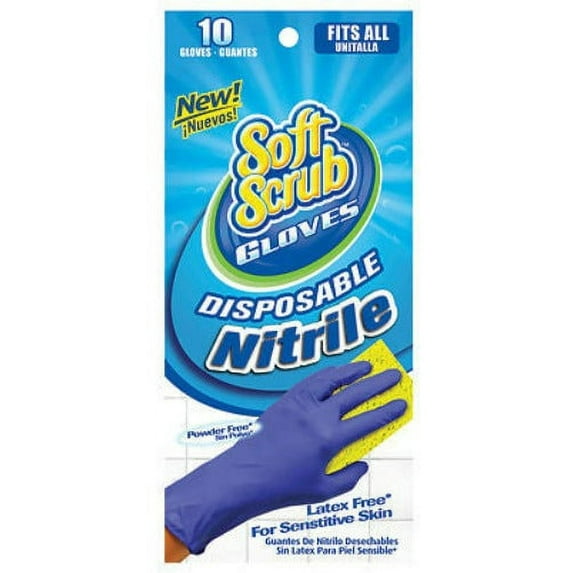 Soft Scrub 11110-26 10-Count Pack of Disposable Nitrile 1 Size Fits All Gloves - Quantity of 12