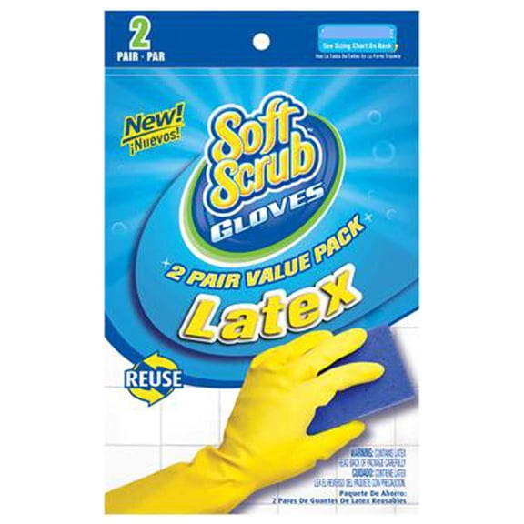 Soft Scrub 12321-26 Latex Gloves, Yellow With Flocked Lining, Small, 2-Pr. - Quantity 6