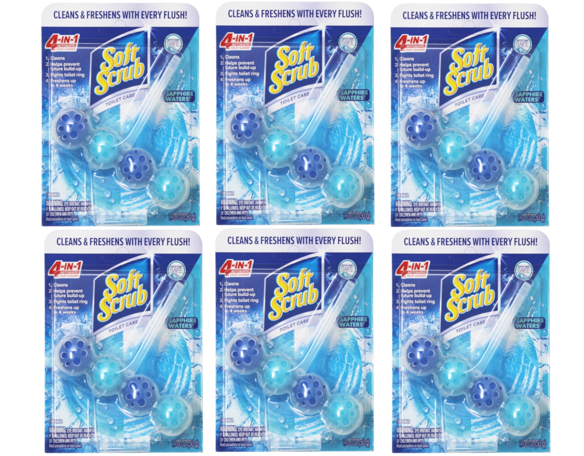 Soft Scrub 4in1 Rim Hanger Automatic Toilet Bowl Cleaner, Sapphire