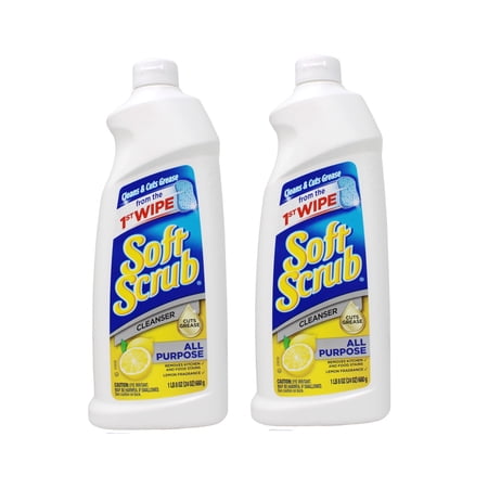 Soft Scrub All Purpose Cleanser Lemon Scent Removes Grease and Stains 24 oz (Pack of 2)