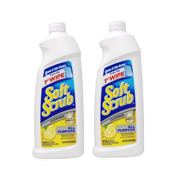 Soft Scrub All Purpose Cleanser Lemon Scent Removes Grease and Stains 24 oz (Pack of 2)