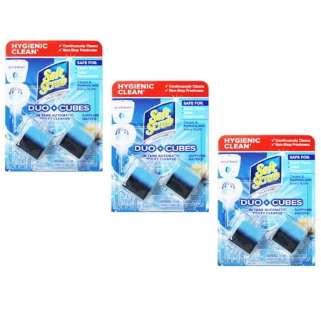 Soft Scrub In-Tank Toilet Cleaner Duo-Cubes, Sapphire Waters, 2 Count - 3 Pack