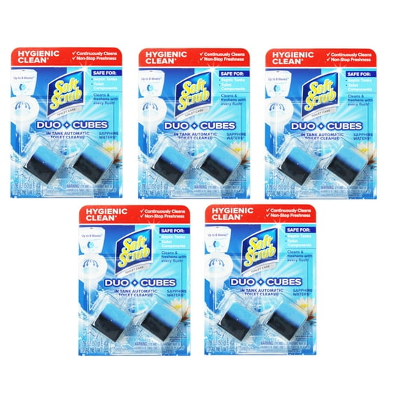Soft Scrub In-Tank Toilet Cleaner Duo-Cubes, Sapphire Waters, 2 Count - 5 Pack