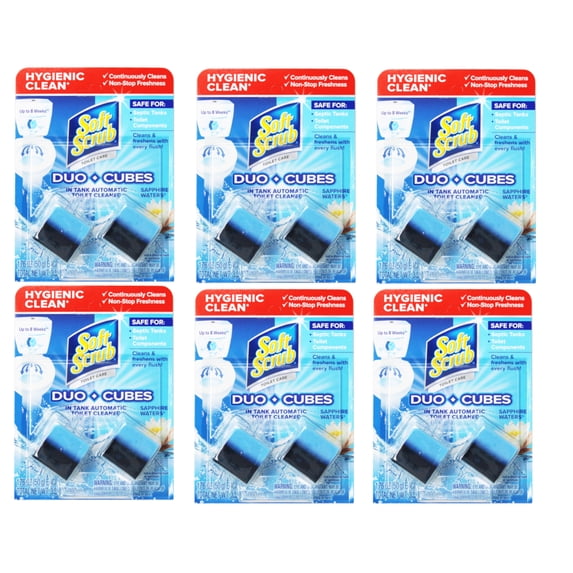 Soft Scrub In-Tank Toilet Cleaner Duo-Cubes, Sapphire Waters, 2 Count - 6 Pack