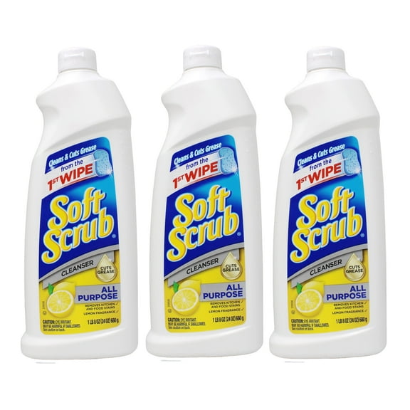 Soft Scrub Total All Purpose Bath & Kitchen Cleanser, Lemon Scent 24 oz (Pack of 3) C31